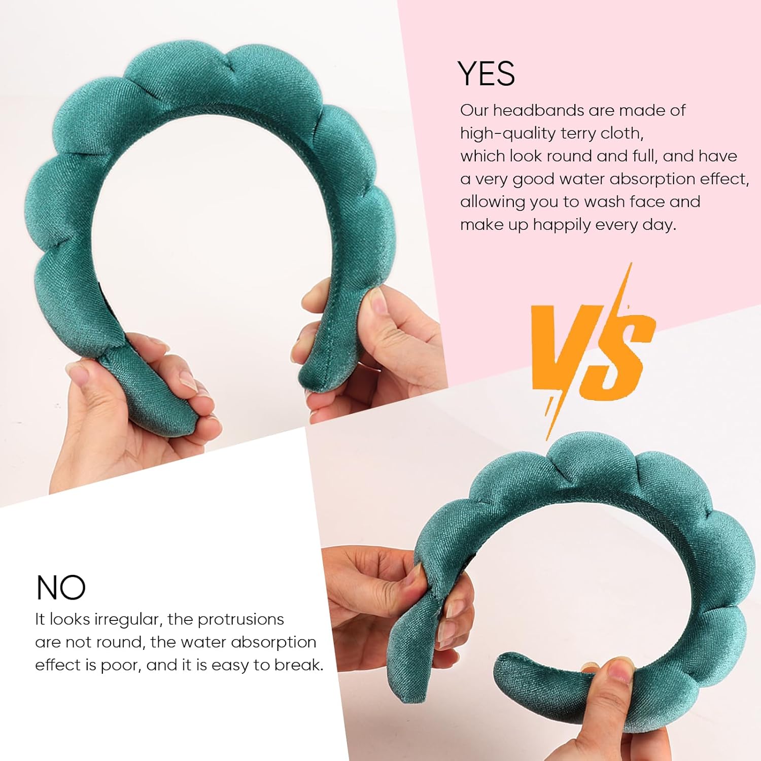 Thumbnail 6 de DRESHOW Spa Stirnband-Set: Weiche Frottee-Stirnband und elastische Handgelenkarmbänder für Hautpflege