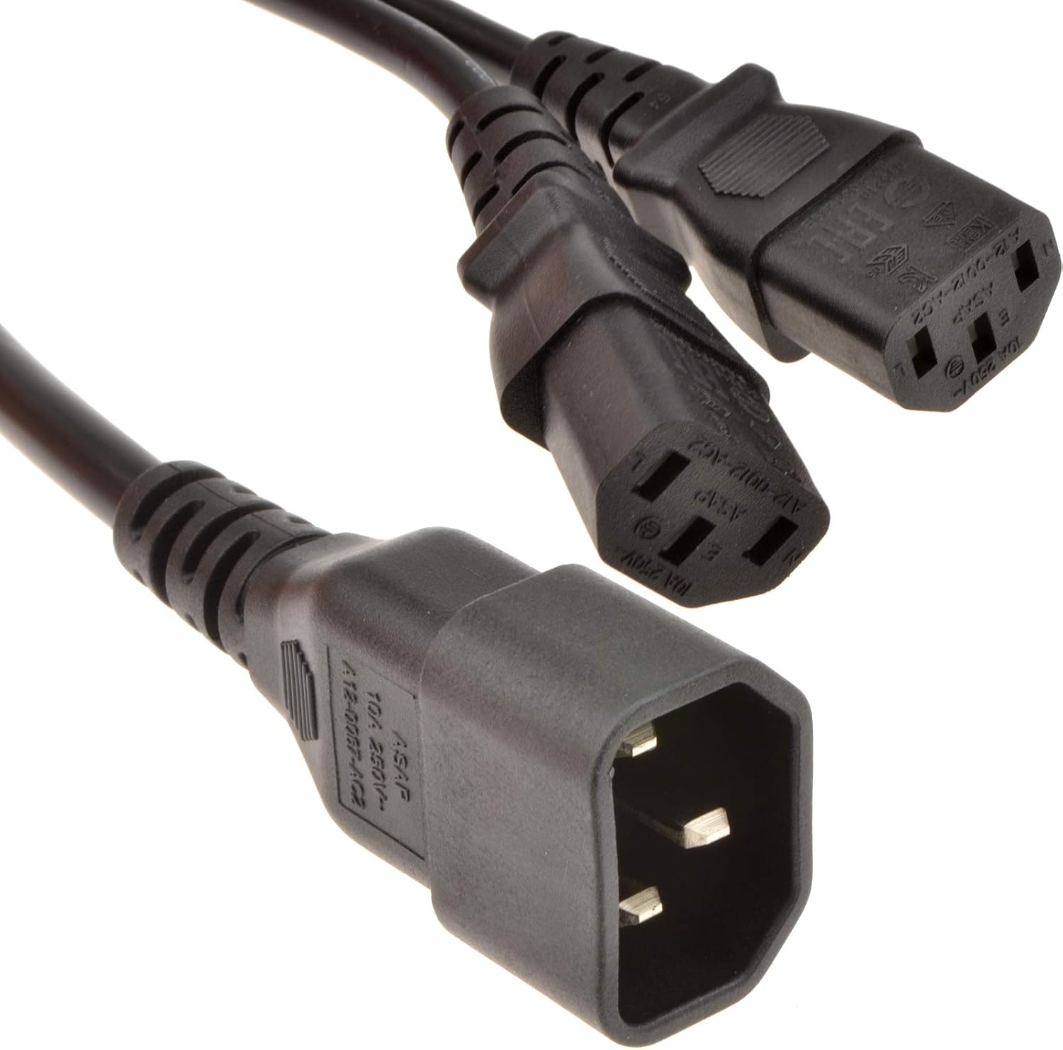 Detalle de kenable IEC Mains Splitter Cable C14 Plug to 2 x C13 Socket Y Lead 1m (50cm + 50cm) – Black