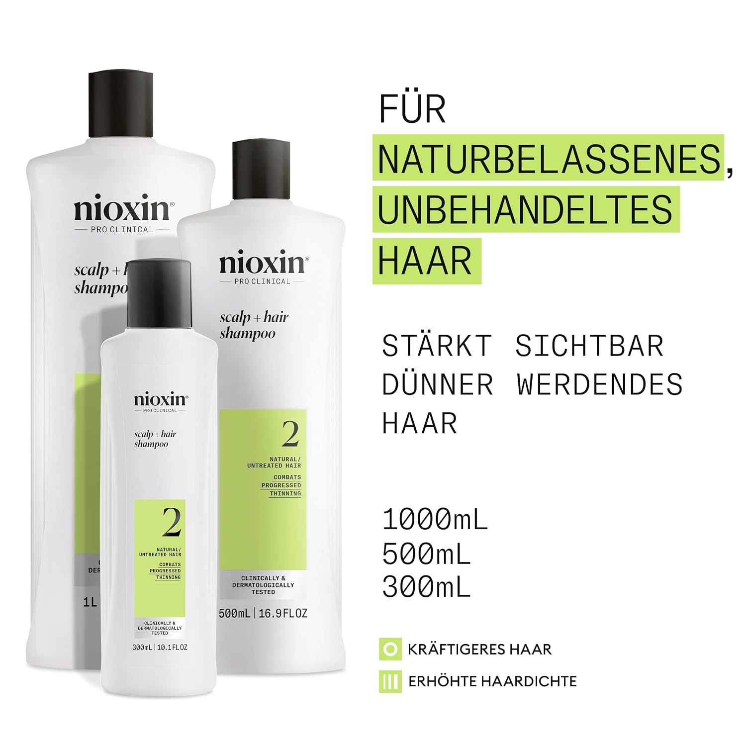 Detalle de Nioxin Scalp + Hair Kit System 2 – Haarpflege für dünner werdendes Haar (Shampoo, Conditioner & Scalp Treatment)