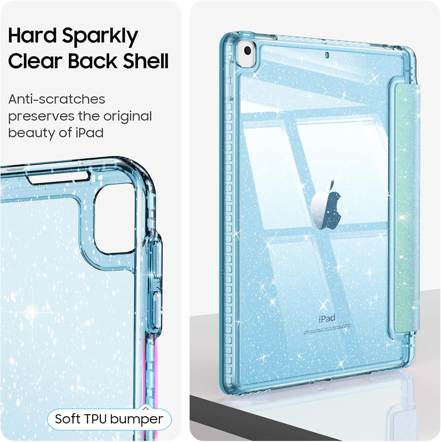 Thumbnail 4 de Fintie Glitzer-Hülle für iPad 10,2 Zoll (9./8./7. Generation, 2019–2021) – transparente Glitzer-Schutzhülle mit Stifthalter und Auto Sleep/Wake