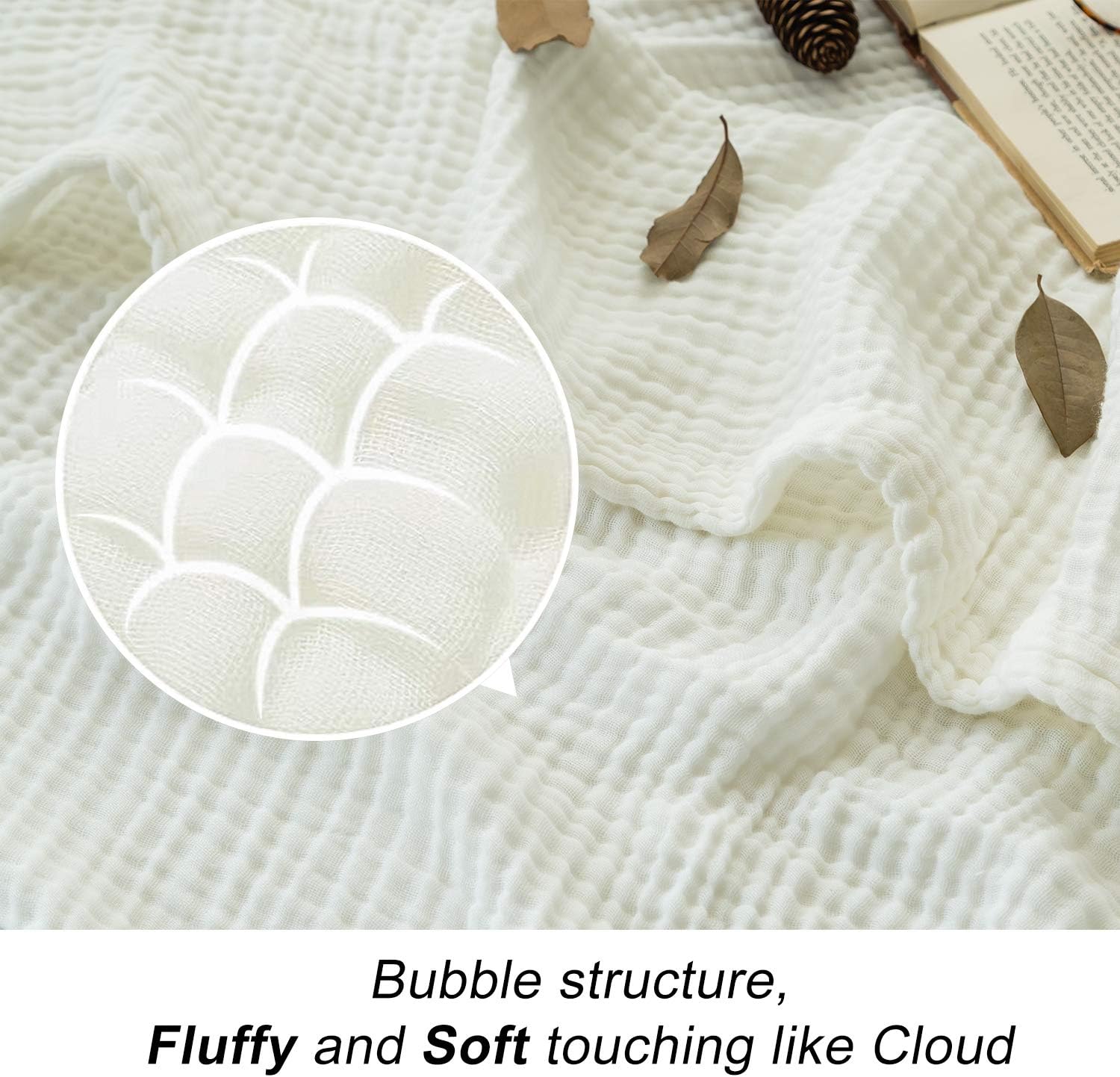 Detalle 2 de EMME Cotton Muslin Queen Blanket Bed Layering Coverlet