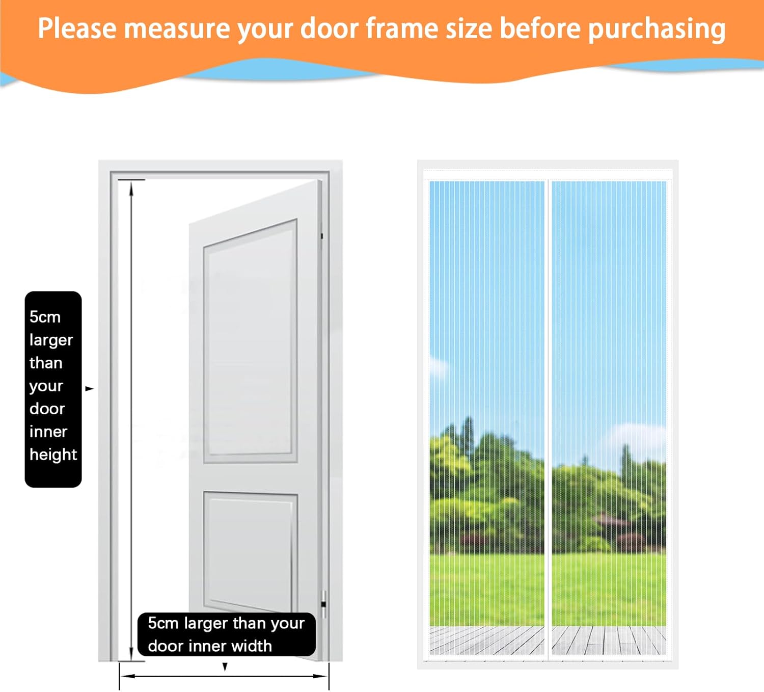 Thumbnail 5 de Magnetic Fly Screen Door 90 × 210cm with Heavy-Duty Bug Mesh and Powerful Magnets