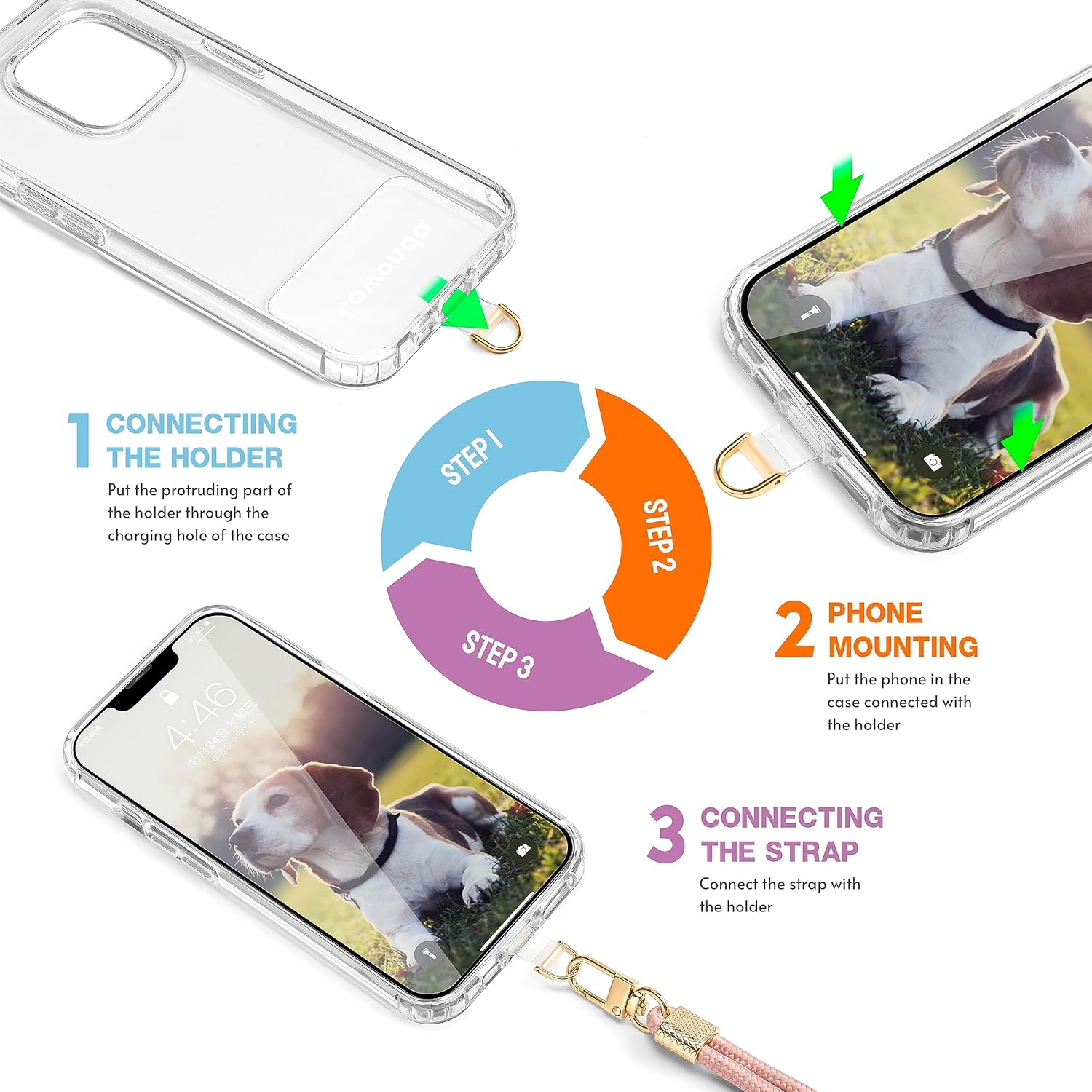 Thumbnail 4 de Lawonda Crossbody Phone Lanyard & Wrist Strap with 2 Phone Tabs – Universal, Adjustable Nylon Neck Strap