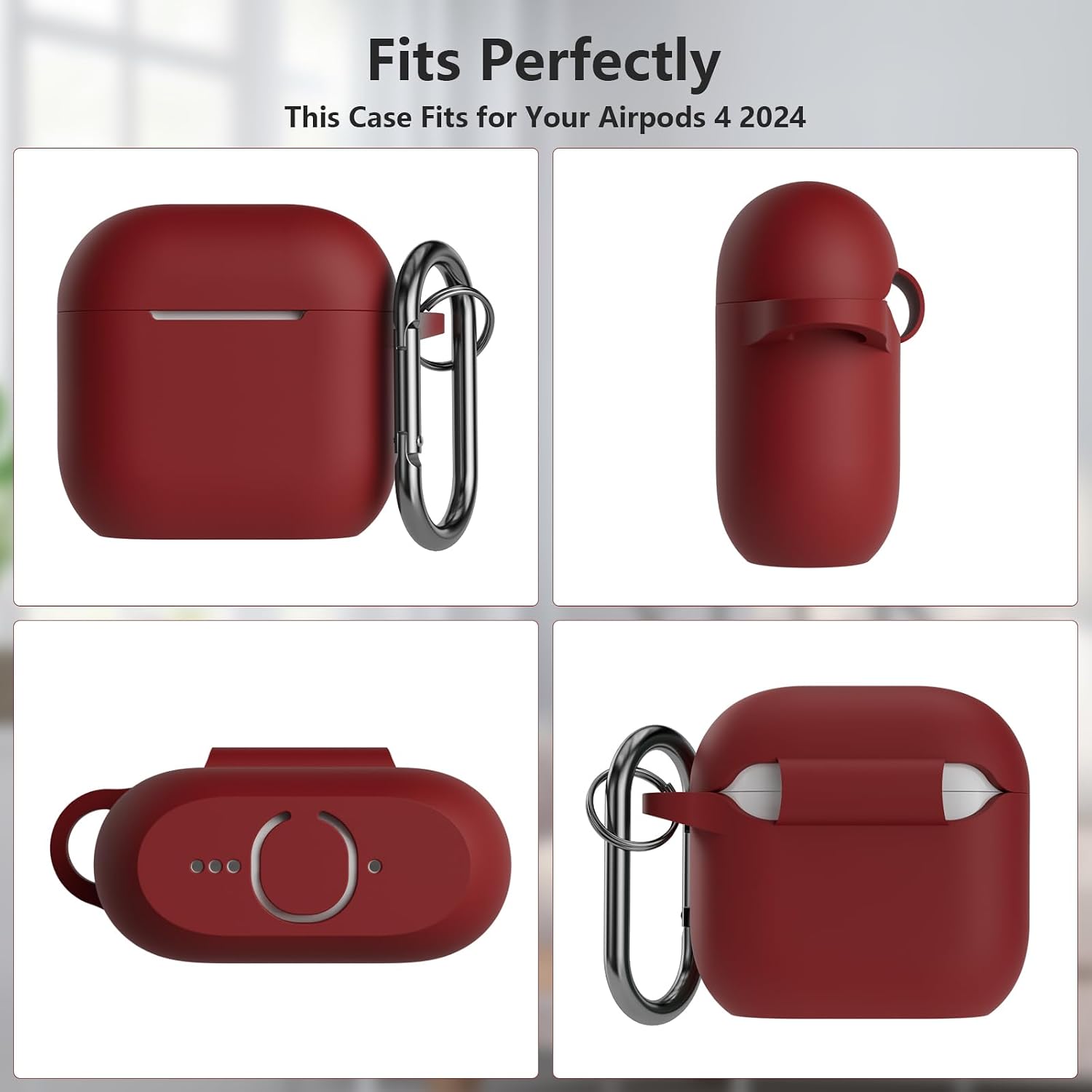 Detalle 2 de KOKOKA Case Cover for AirPods 4th Gen (2024) with Cleaning Kit – Burgundy