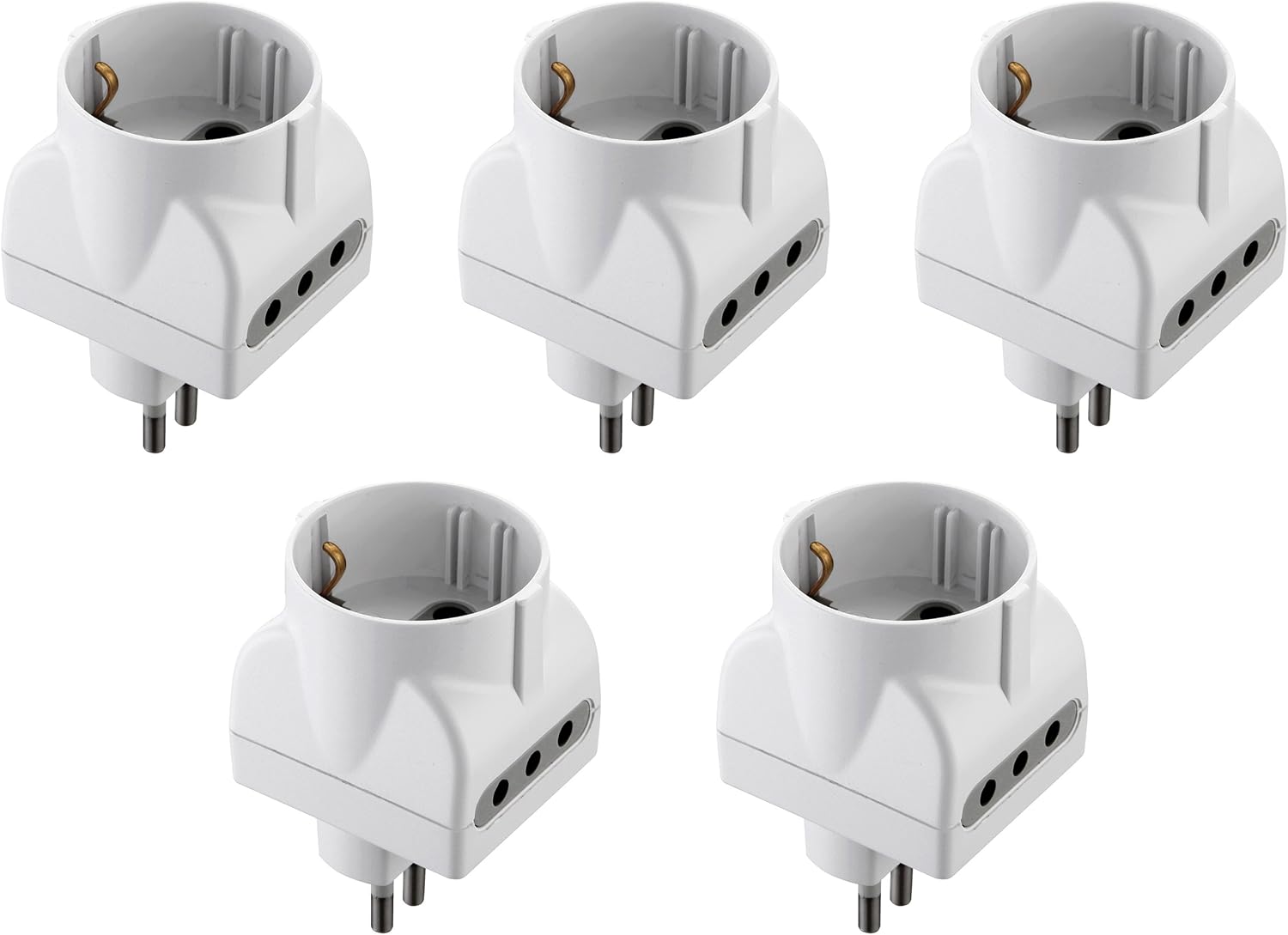 Thumbnail 2 de Electraline 92297 Set 5 Adattatori 3 Posti 1 Schuko + 2 10A – Nero