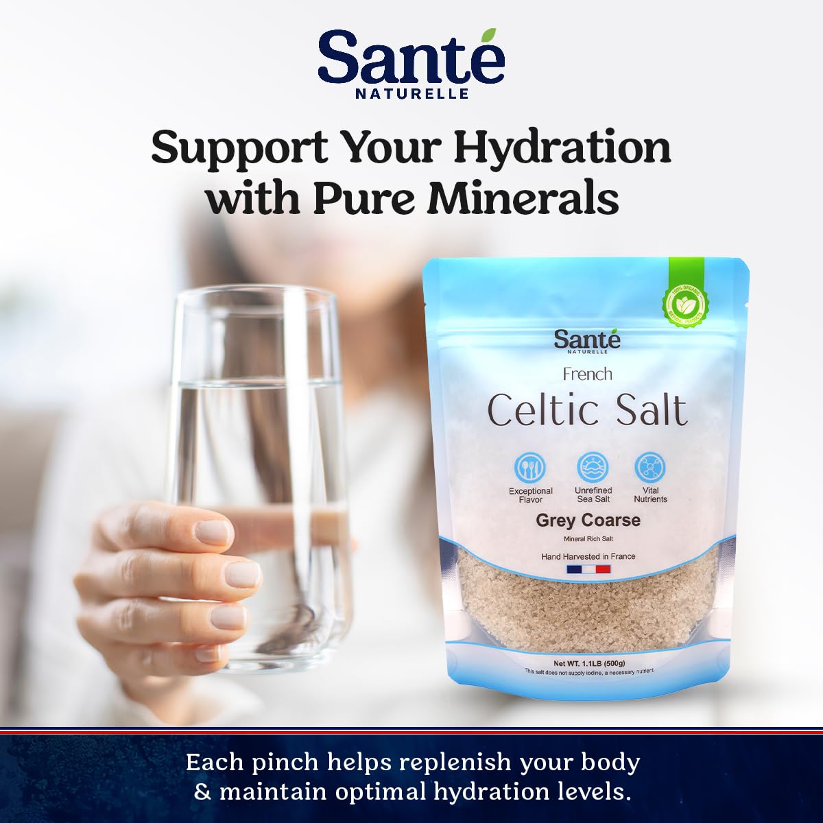 Detalle 1 de Sante Naturelle Celtic Salt Coarse French Sea Salt, 18 oz, Pack of 3