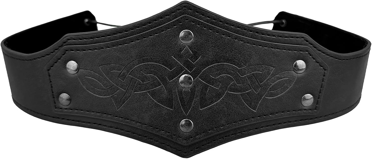 HiiFeuer Medieval Embossed Faux Leather Headpiece
