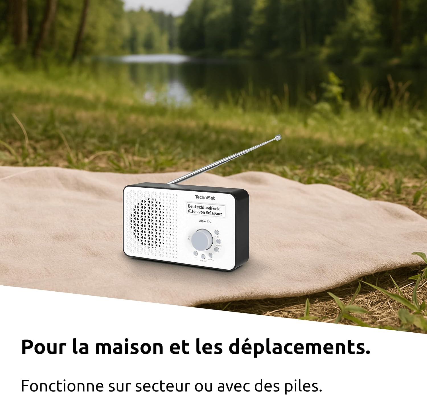 Detalle de TechniSat Viola 200 – Radio DAB+/FM portable avec écran LCD blanc