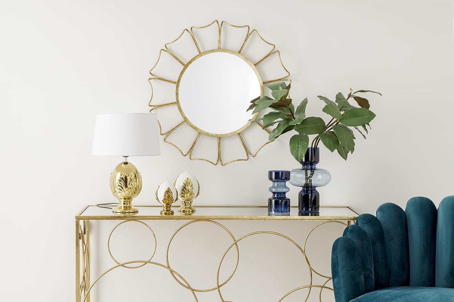 Detalle 2 de Baroni Home Specchio da parete Petalo Oro
