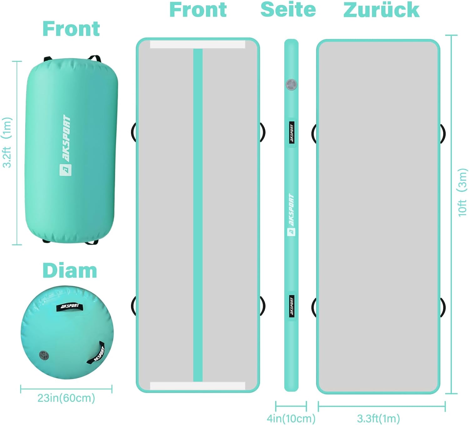 Thumbnail 1 de AKSPORT Airtrack Air Roll 3 m Luftmatte
