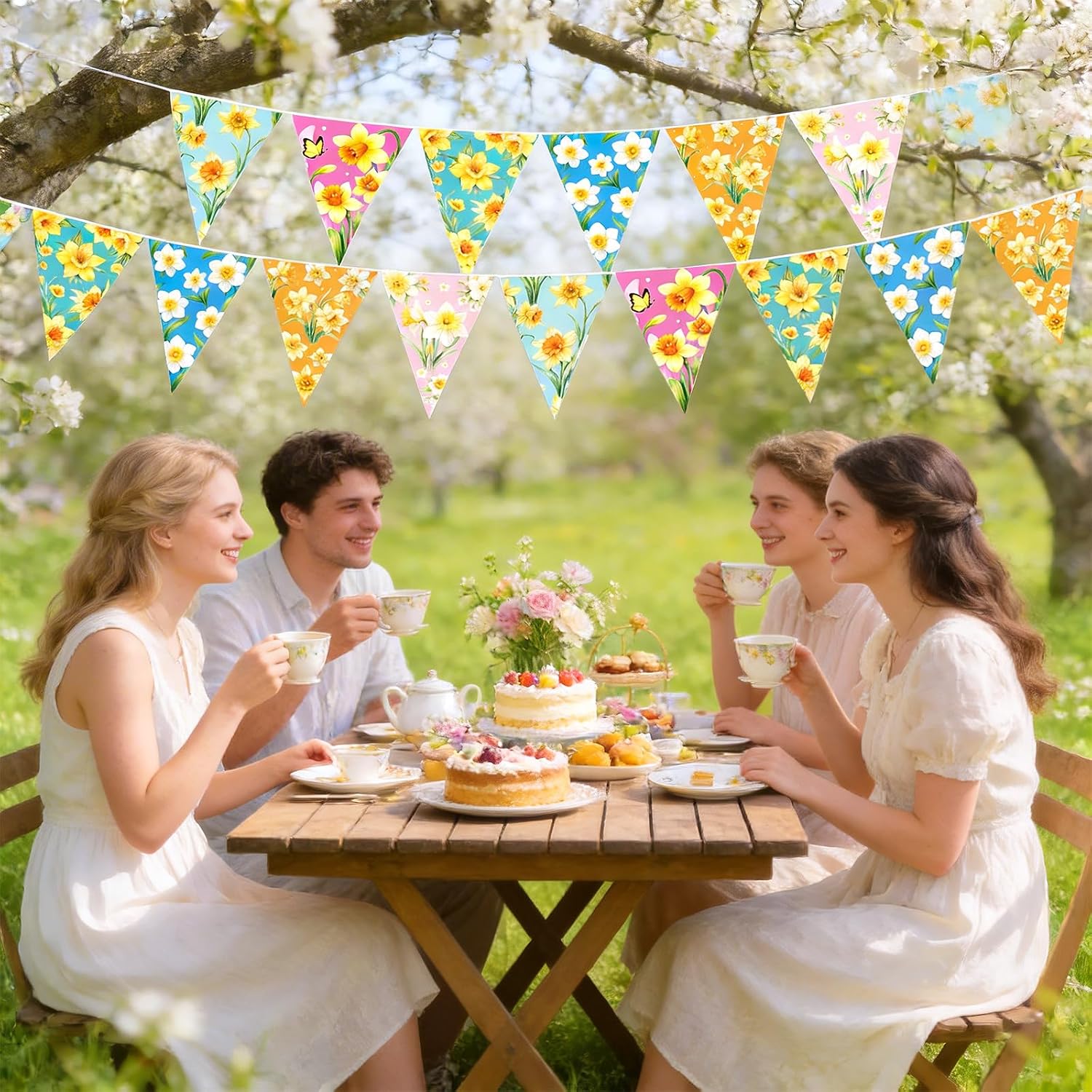 Thumbnail 5 de G2PLUS Double-sided Daffodil Theme Bunting – 24 Paper Flags on Ribbon (6m) for St David's Day & Celebrations