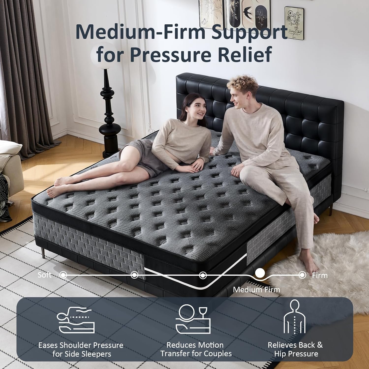 Detalle de Quarota 12-Inch Queen Hybrid Mattress, Medium-Firm with Pocket Springs