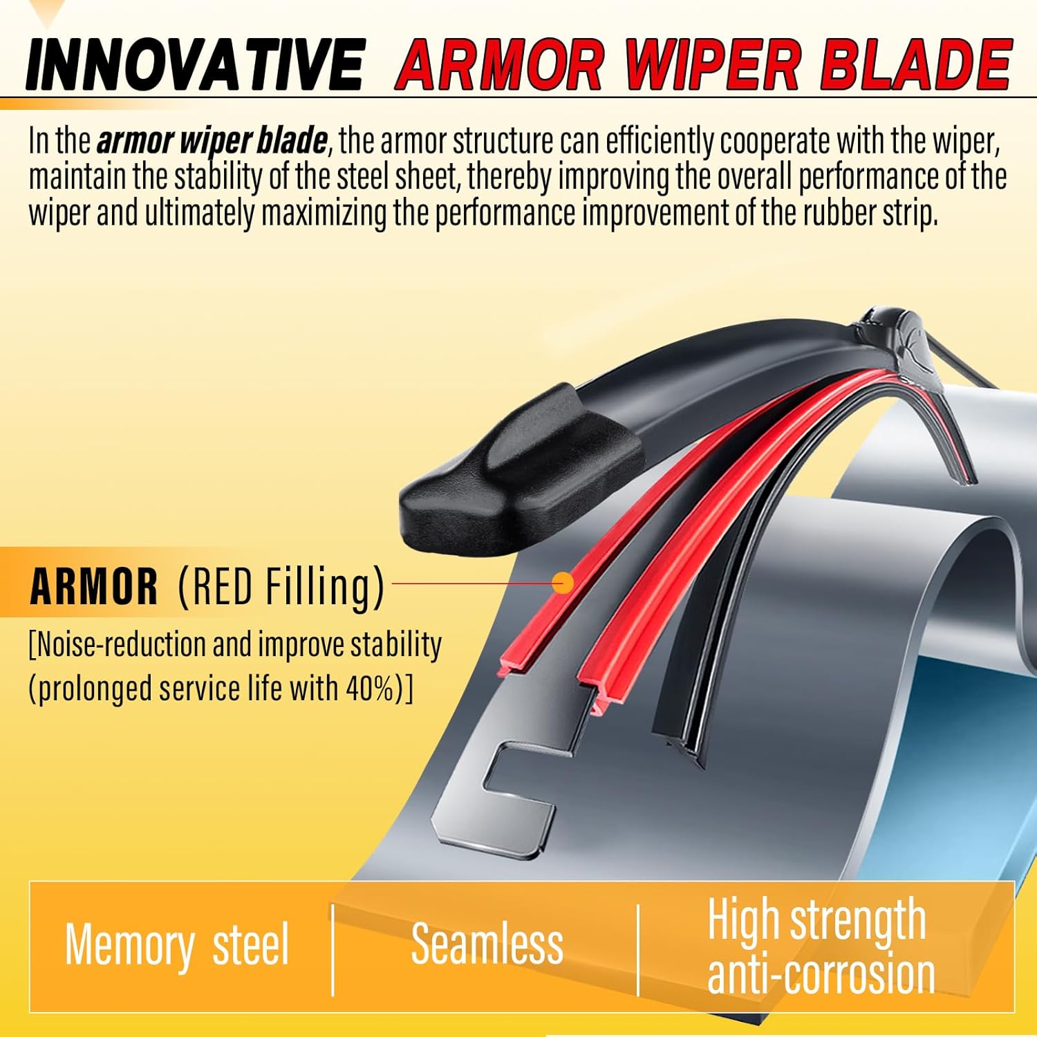 Thumbnail 1 de AUTOBOO 26" + 16" Wiper Blades Pack for Front Windshield