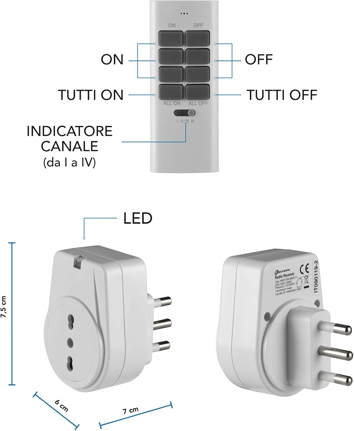 Thumbnail 2 de Electraline 48501 Prese Elettriche Radiocomandate
