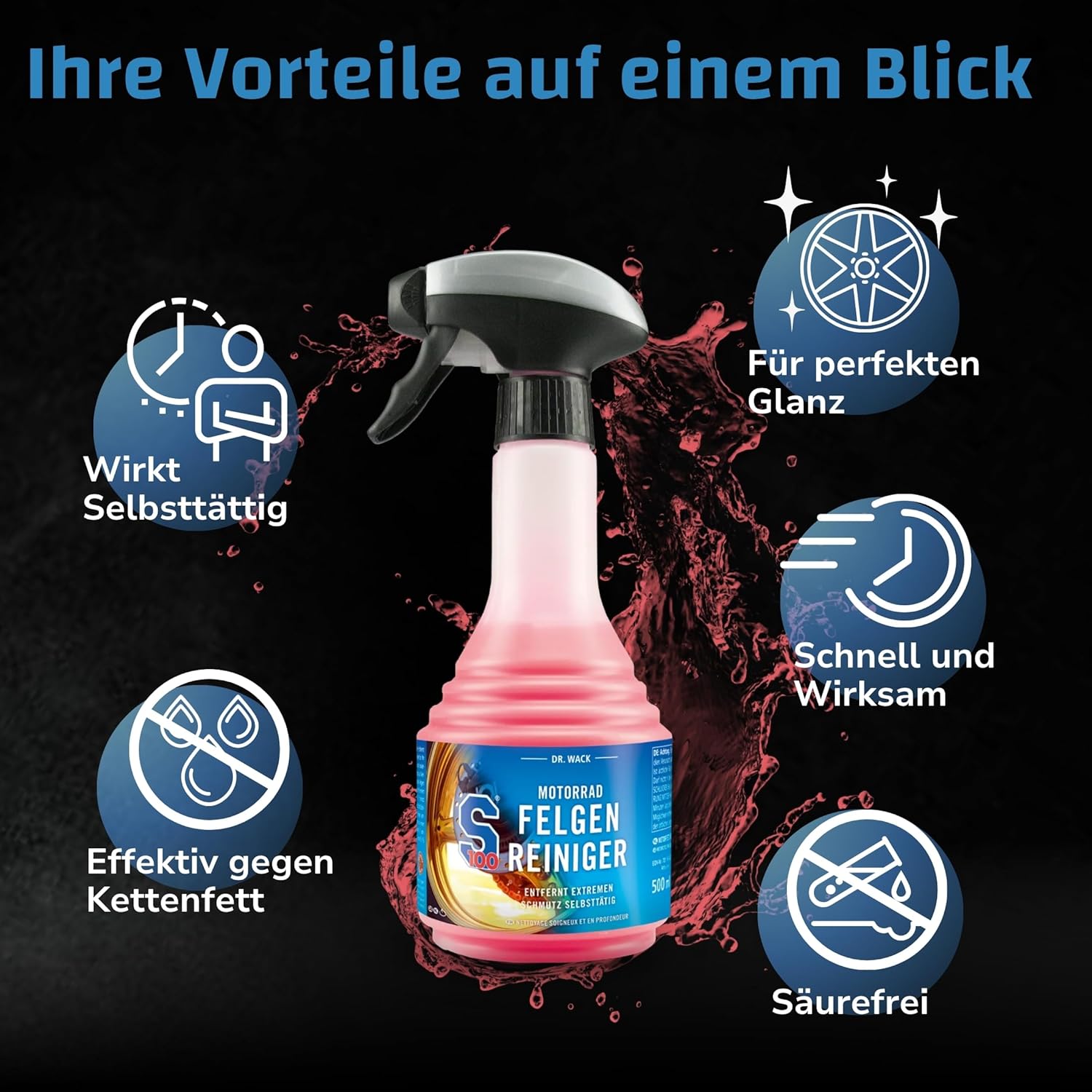 Thumbnail 4 de DR. WACK S100 Motorrad Felgenreiniger 500 ml – Gel-Formel, säurefrei