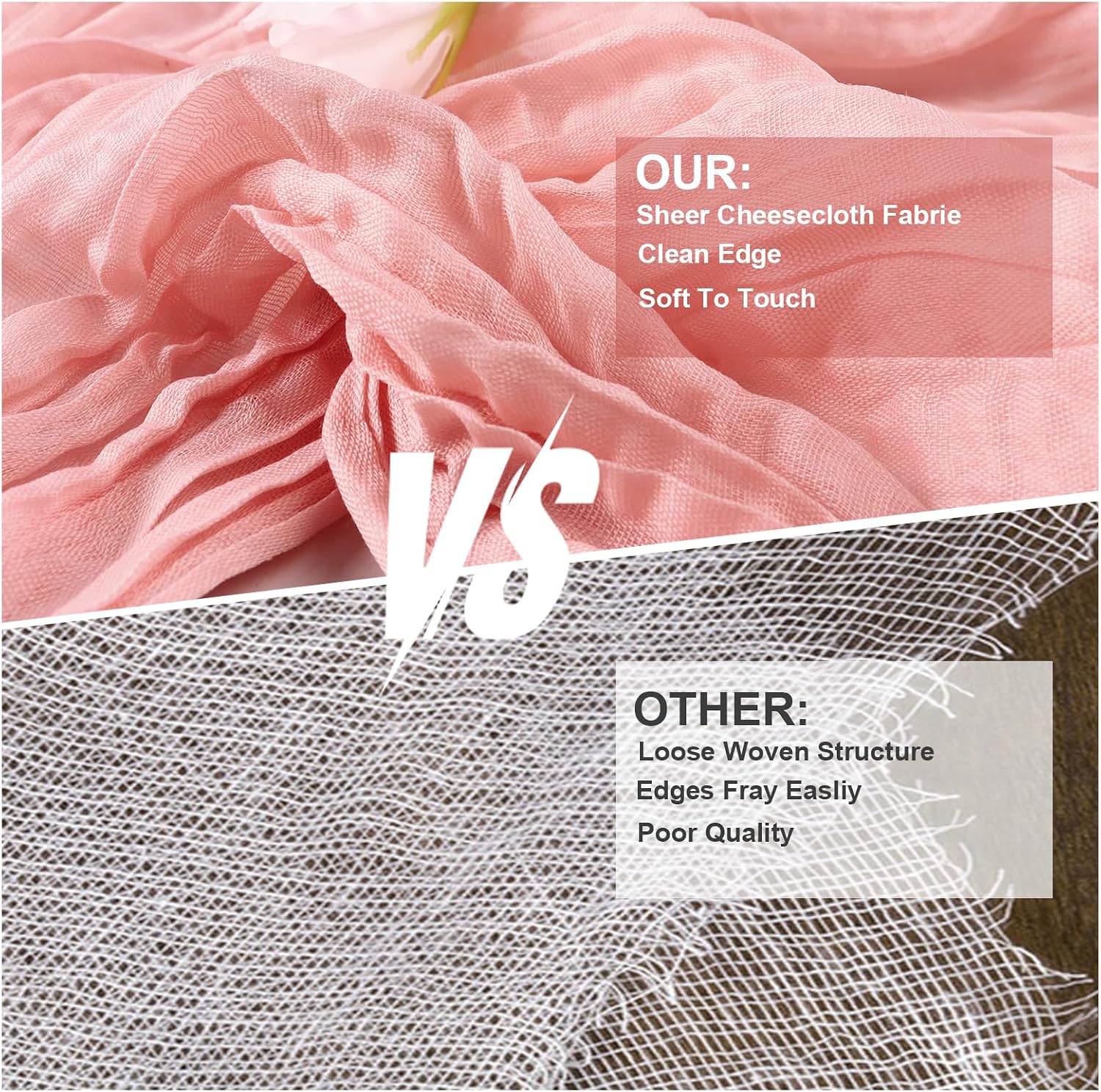 Thumbnail 4 de Dusty Pink Cheesecloth Table Runner 35x120 Inches