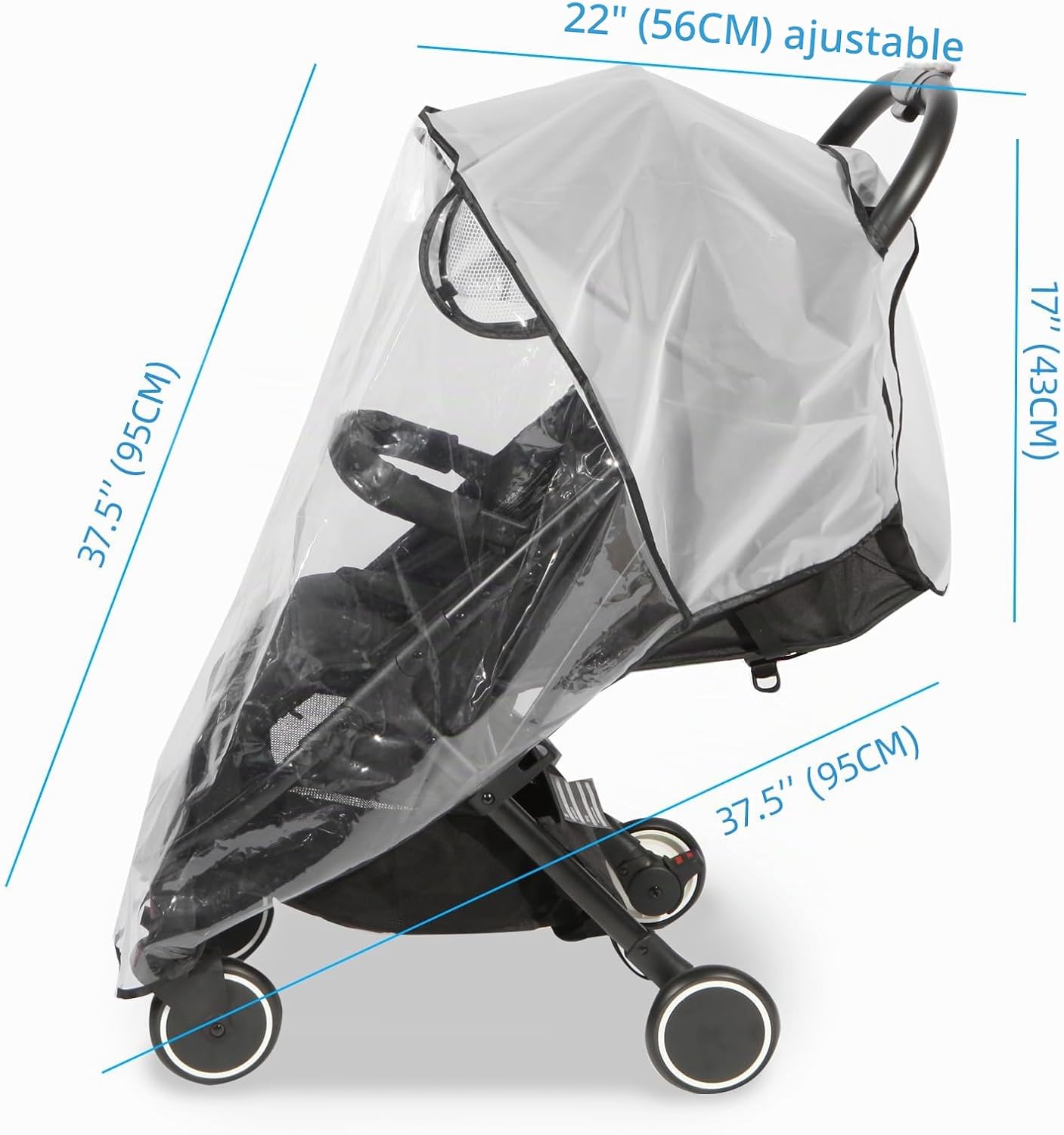 Detalle 2 de Hrzeem Habillage Pluie Universelle pour Poussette – Protection météo complète