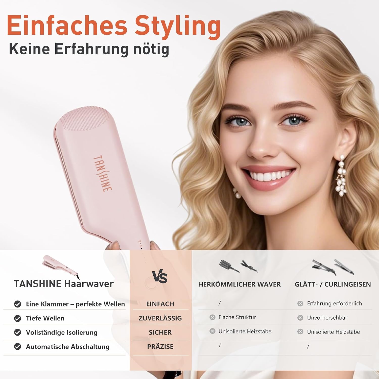 Thumbnail 2 de TANSHINE 32mm Welleneisen – Mermaid Beach Waves mit 5 Temperaturstufen