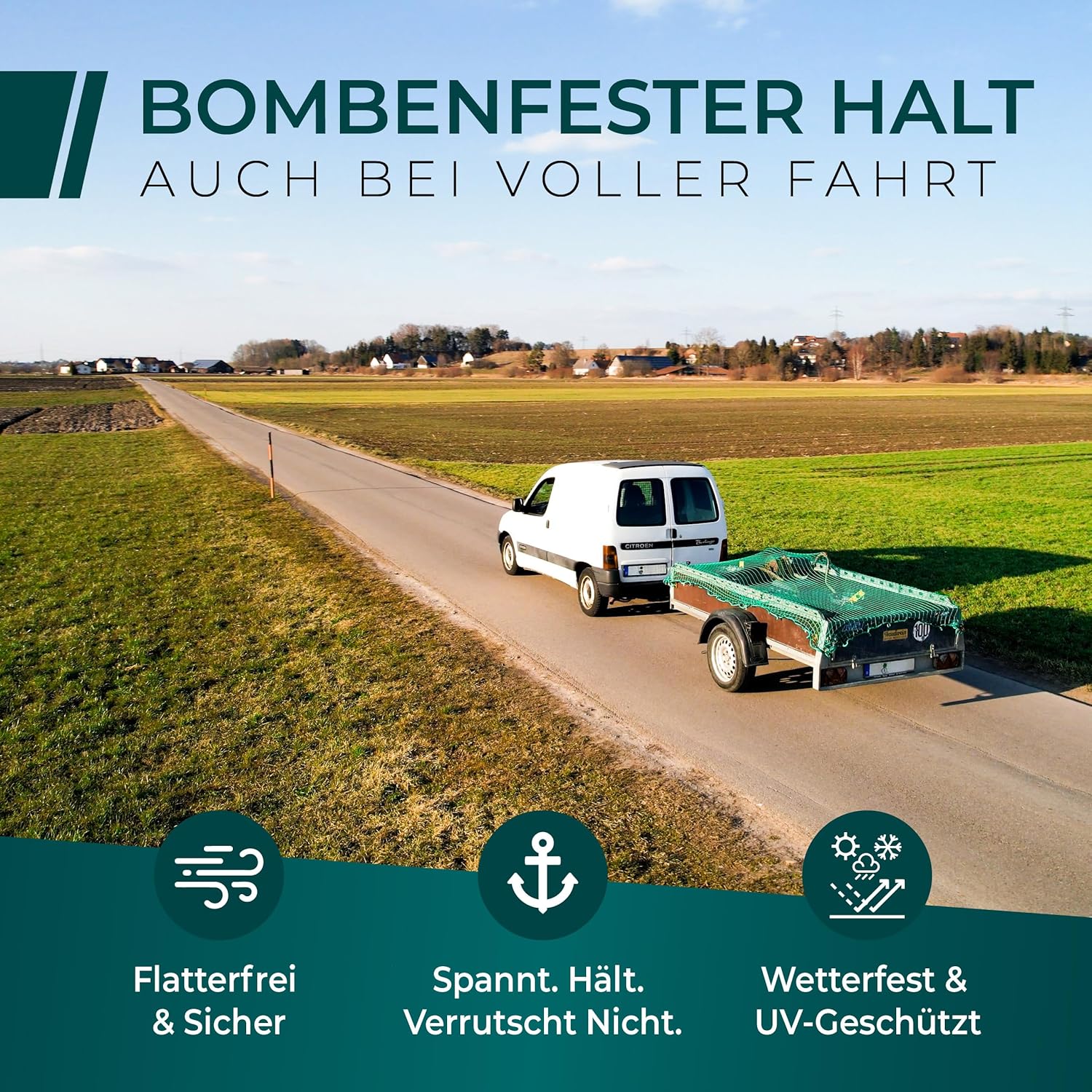 Thumbnail 5 de CargoVA Anhängernetz 1,5x2,5M – DEKRA Geprüft, 3 kN Reißfestigkeit, Gummiseil & Eckenmarkierung
