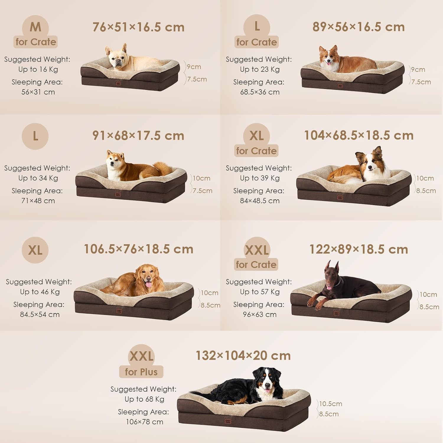 Detalle de EHEYCIGA orthopädisches Hundebett für große Hunde (122×89×18,5 cm) mit Memory-Schaum, wasserdichtem Schutz und waschbarem Bezug