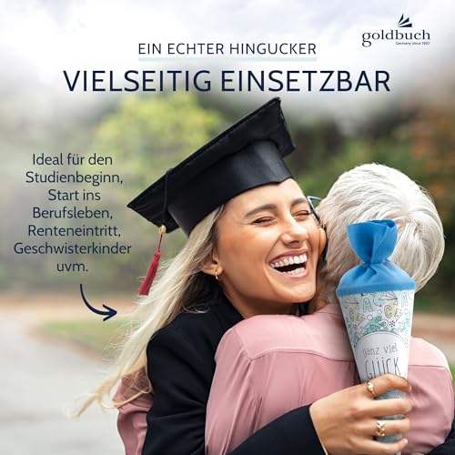 Detalle de goldbuch 93216 Geschwistertüte Ganz viel Glück – Zuckertüte 35 cm, Ø 11,5 cm, Türkis