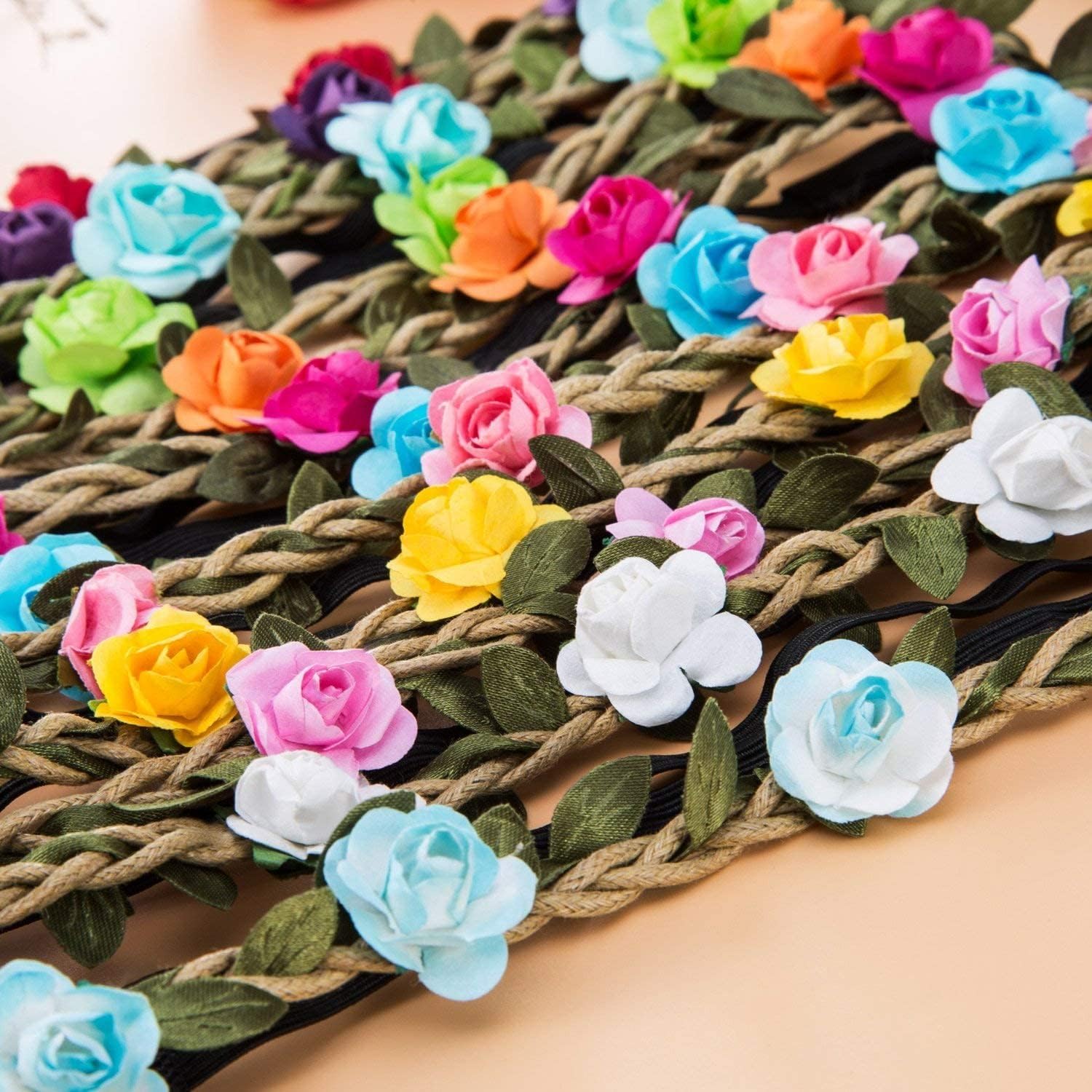 Detalle de Candygirl – Couronnes de fleurs élastiques, 12 Pièces Boho pour fêtes et mariages