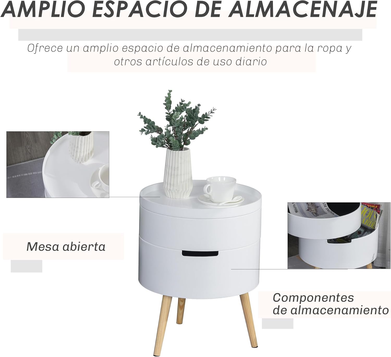 Thumbnail 4 de HOMCOM Mesa auxiliar redonda Ø38 cm 48,3 cm
