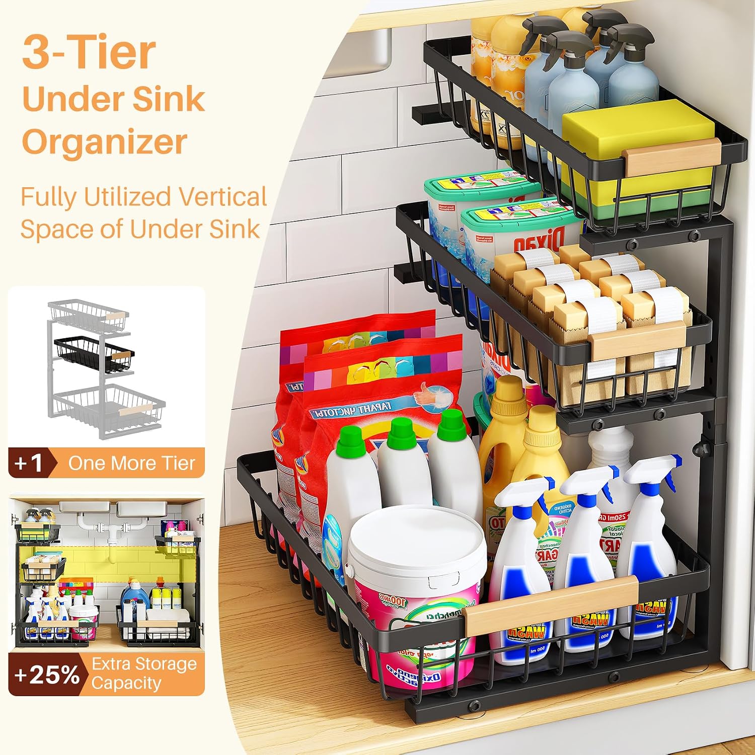 Detalle de PXRACK Under-Sink Organizer, 3-Tier