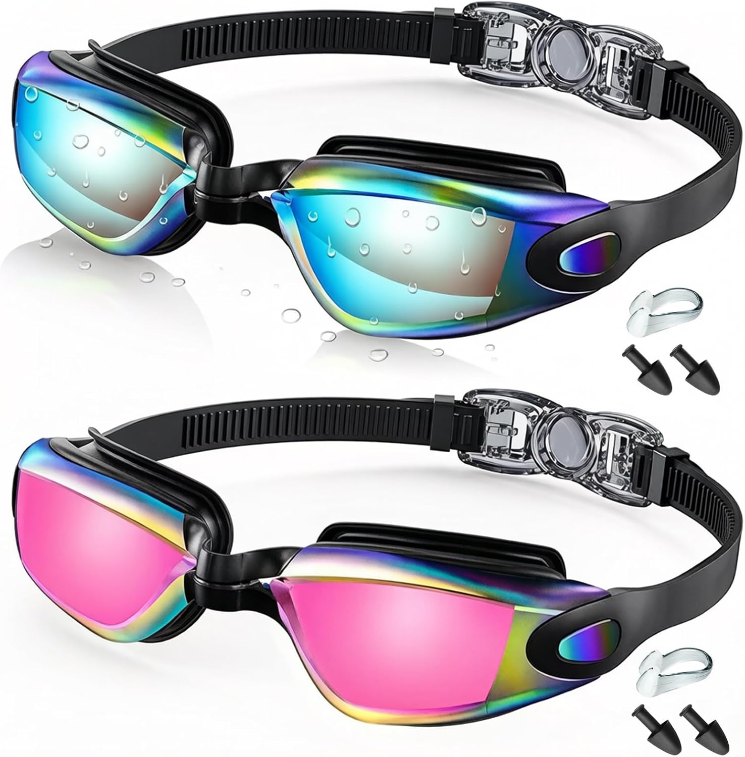Detalle de Houbobo Swimming Goggles 2 Pack – Anti-Fog, Leak-Proof Goggles for Adults and Teens