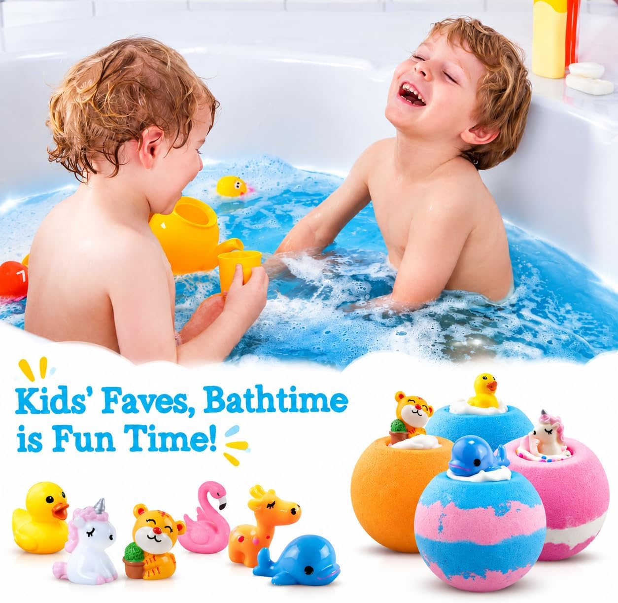 Detalle 2 de Aofmee AOBB6T Kids’ Bath Bombs, 6-Pack with Surprise Toys