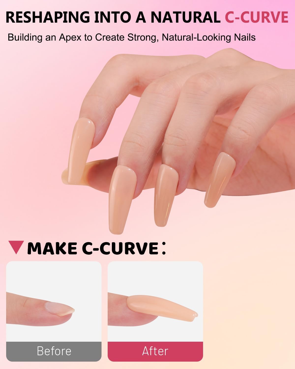 Detalle de Aokitec Pink Nude Builder Hard Gel Kit met nagelvormen en penseel