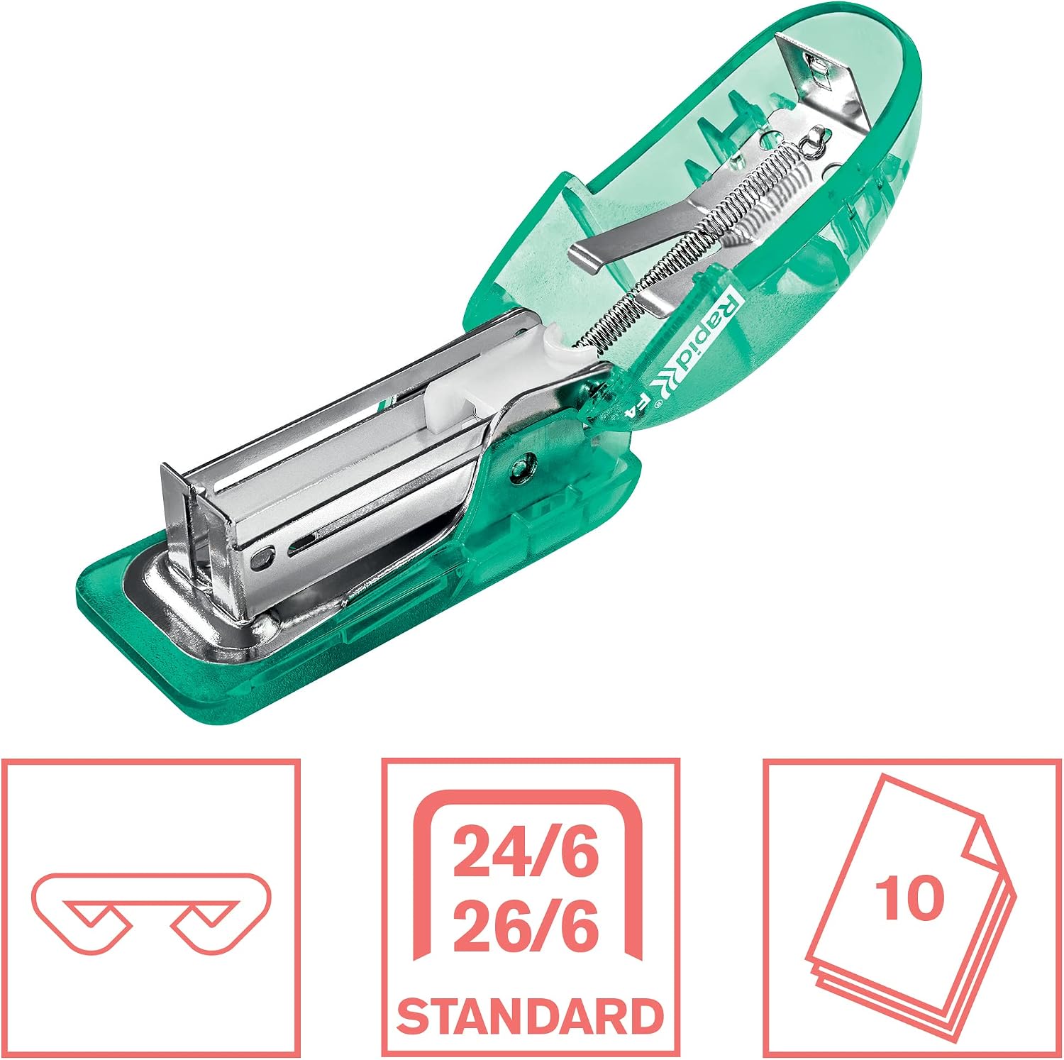 Detalle de Esselte Rapid Mini Agrafeuse – Rechargeable, couleur Vert (Gamme Colour'Breeze) – 10 feuilles