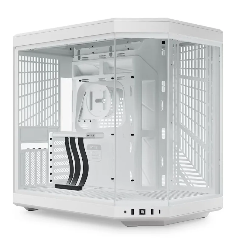 Detalle de Hyte Y70 Caja ATX blanca con vidrio templado 🖥