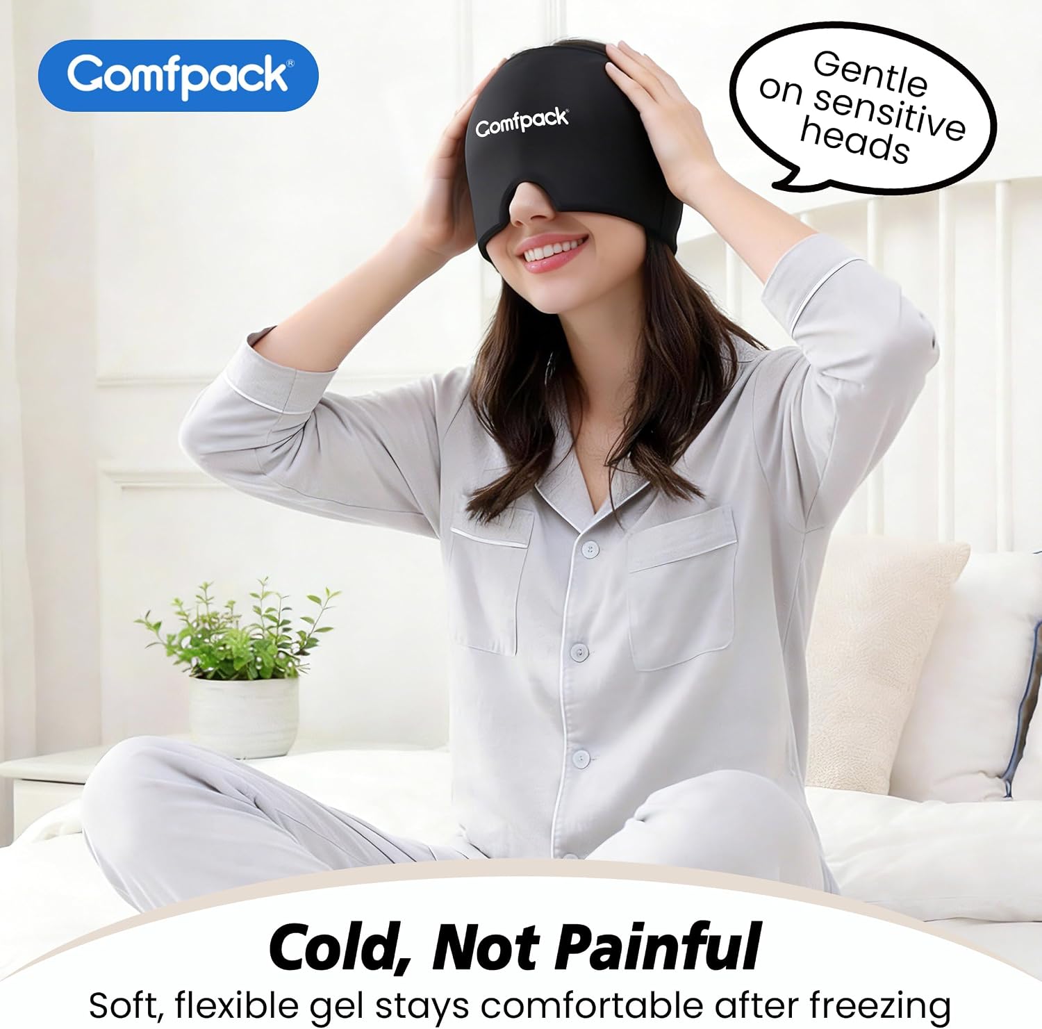 Detalle de Comfpack Migraine Relief Cap, Reusable Gel Cooling Hat for Head Relief