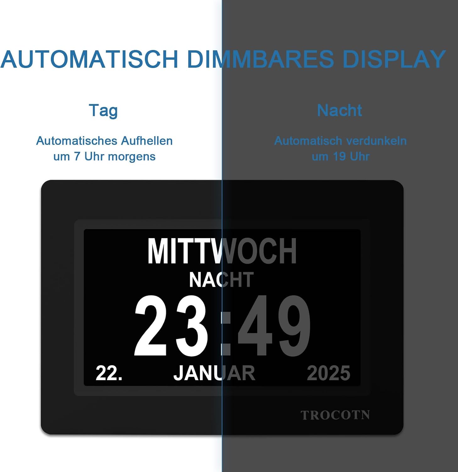 Thumbnail 4 de TROCOTN Demenz Uhr 7 Zoll Display Schwarz