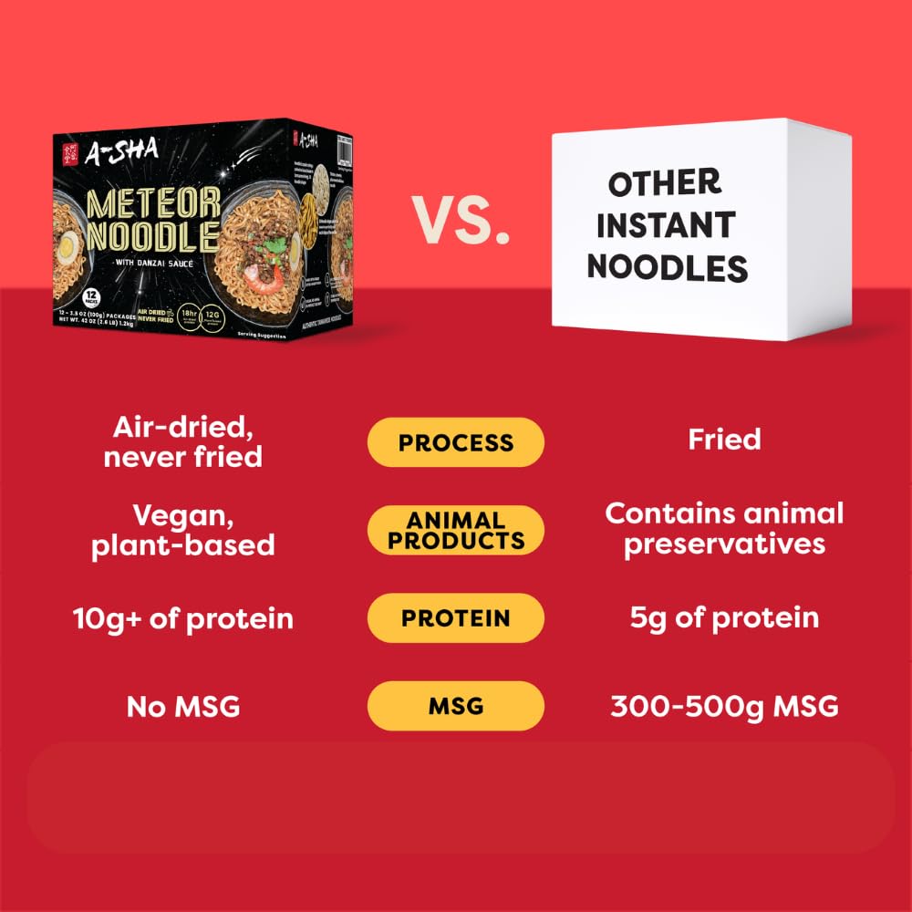 Detalle 2 de A-Sha Meteor Noodles with Danzai Sauce, 12-Pack Air-Dried Taiwanese Ramen