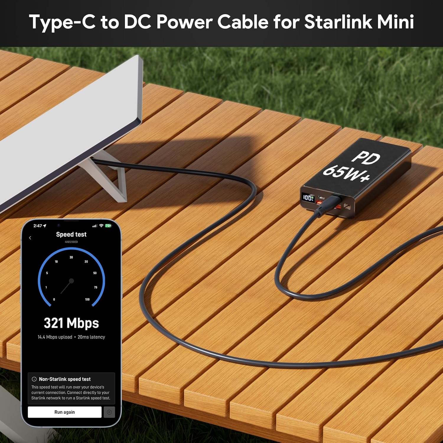 Detalle de XLTTYWL Cavo di alimentazione Starlink Mini USB-C a CC – 100 W, 18 AWG, impermeabile IP67