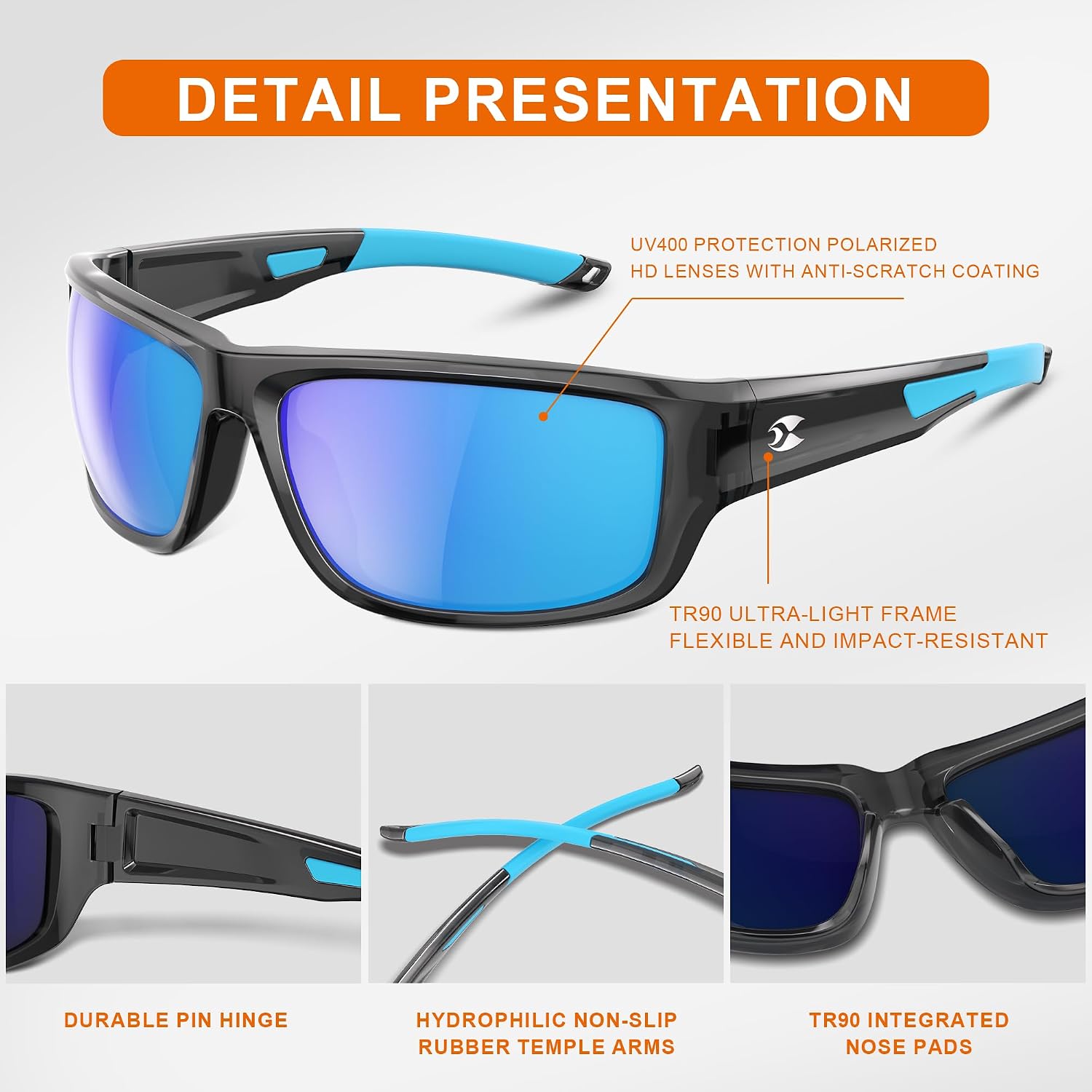 Detalle de Suoso Polarized Sports Sunglasses, TR90 Frame