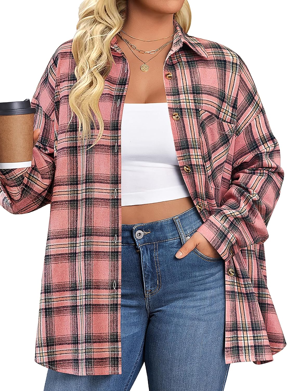 Thumbnail 6 de IN'VOLAND Women's Plus Size Flannel Shirt