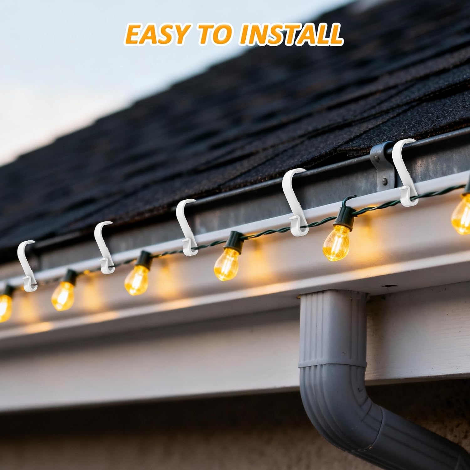 Thumbnail 5 de Dalugo Gutter Hooks for Outdoor Lights – 40 Black Plastic S Clips for Hanging Christmas Lights