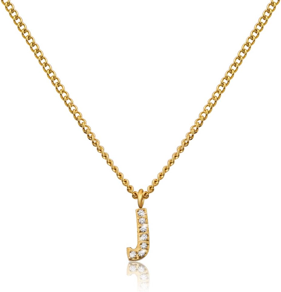 Detalle de GD GOOD.designs est. 2015 Chaîne lettre dorée avec zirconium – Collier réglable pour femme en acier inoxydable