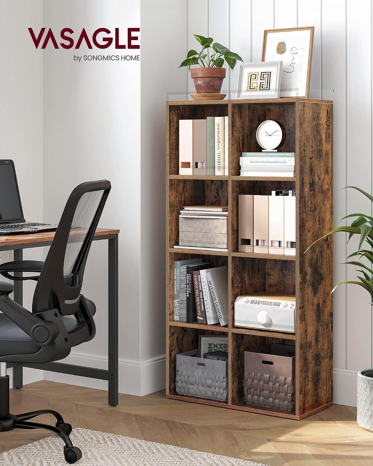 Thumbnail 1 de VASAGLE CUSTOS LBC024T01 Bookcase, 8 Compartments, Rustic Brown