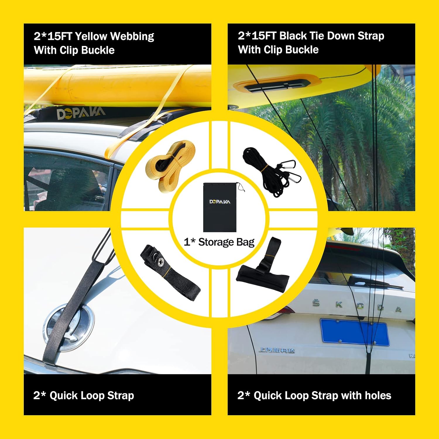 Thumbnail 5 de Kayak Roof Rack with Soft Pads and Accessories (Universal Fit)