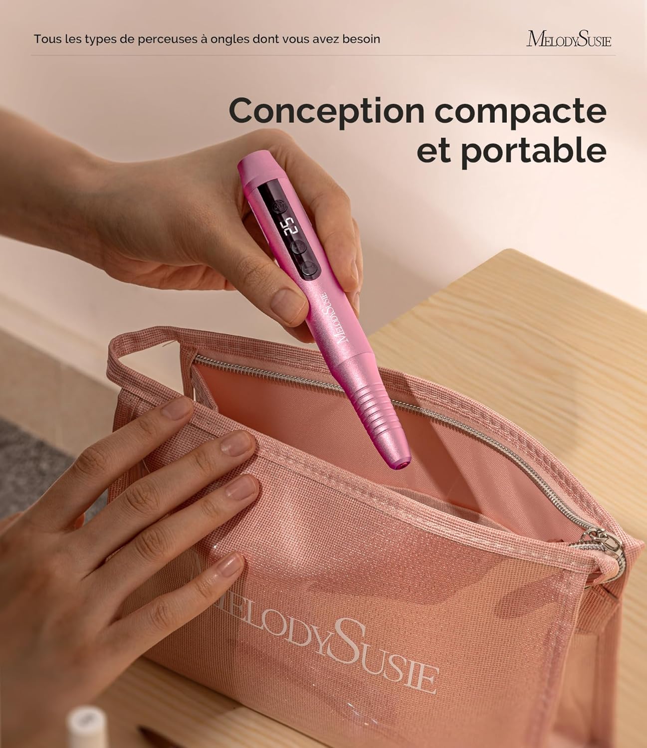 Thumbnail 2 de MelodySusie PC180G Lime à Ongle Électrique Sans Fil 25000 tr/min – Kit professionnel, rose