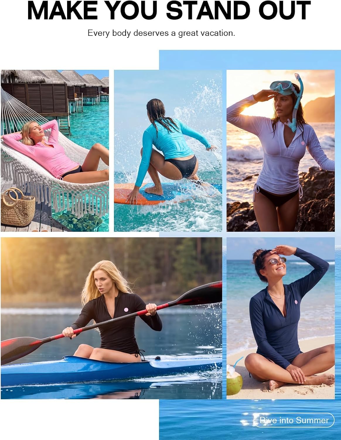 Thumbnail 6 de RELLECIGA Women's Long-Sleeve Rashguard Top, UPF 50+ with Half-Zip