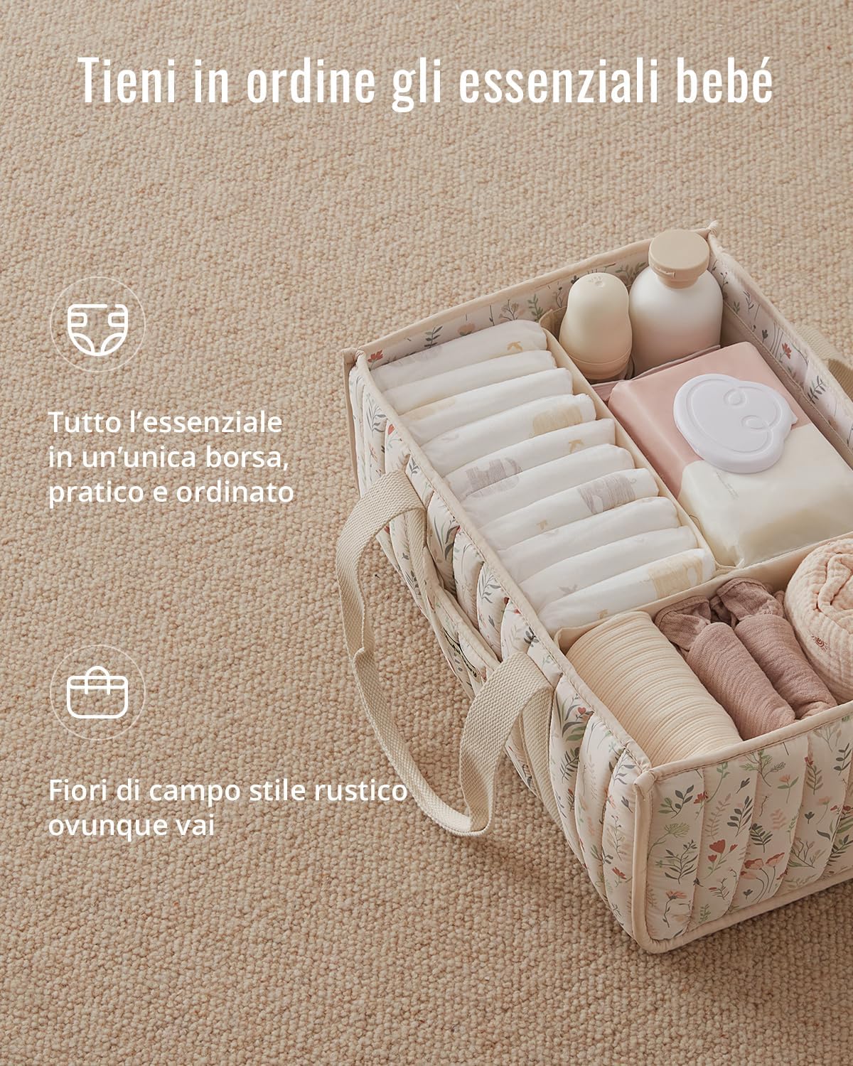 Thumbnail 2 de Blissful Diary Organizer per pannolini: Caddy floreale per fasciatoio, salva tutto in stile cottage