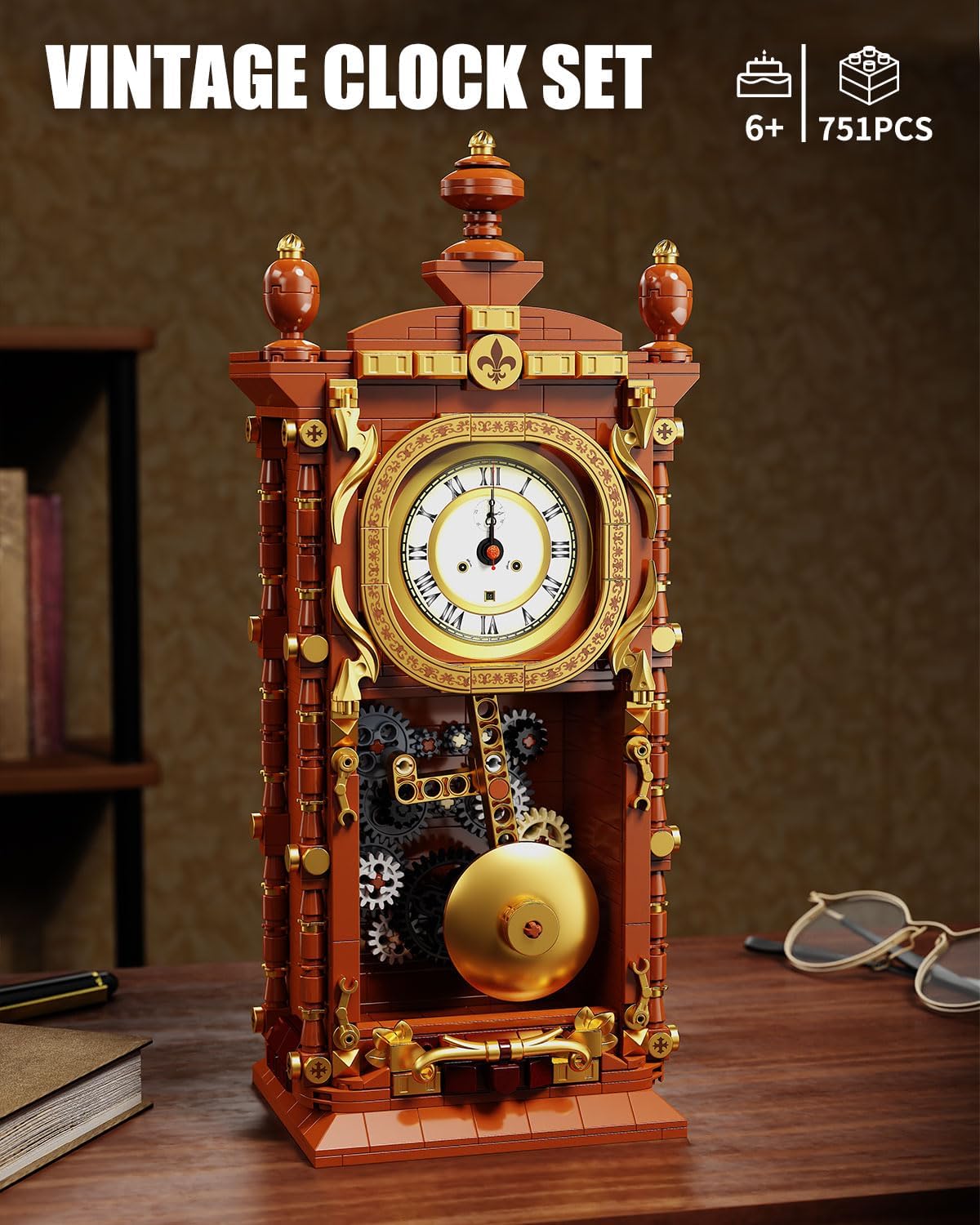 Detalle 2 de TYCOLE Pendulum Clock Building Block Set, 751 Bricks
