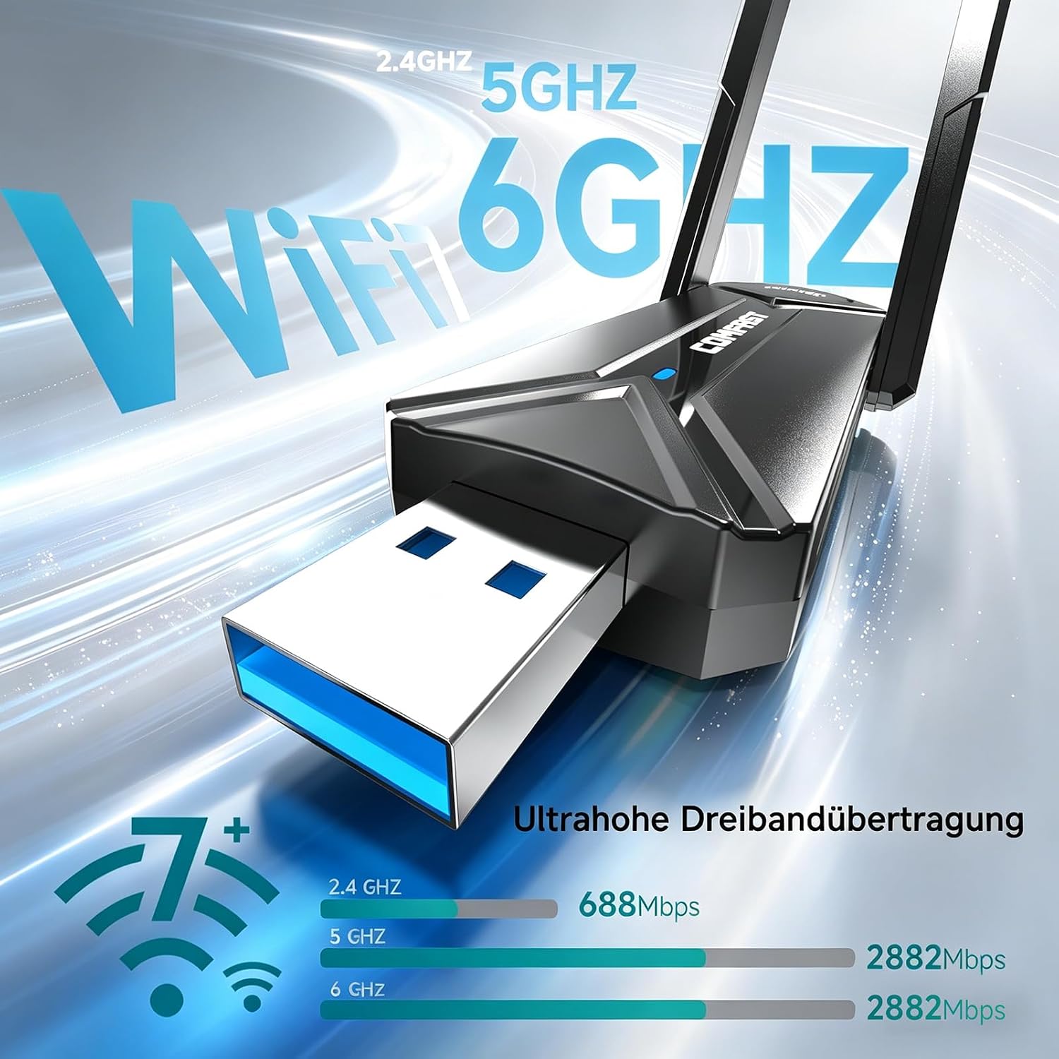 Thumbnail 2 de COMFAST WLAN Stick USB 3.0 – WiFi 7 mit Tri-Band, MU-MIMO & OFDMA
