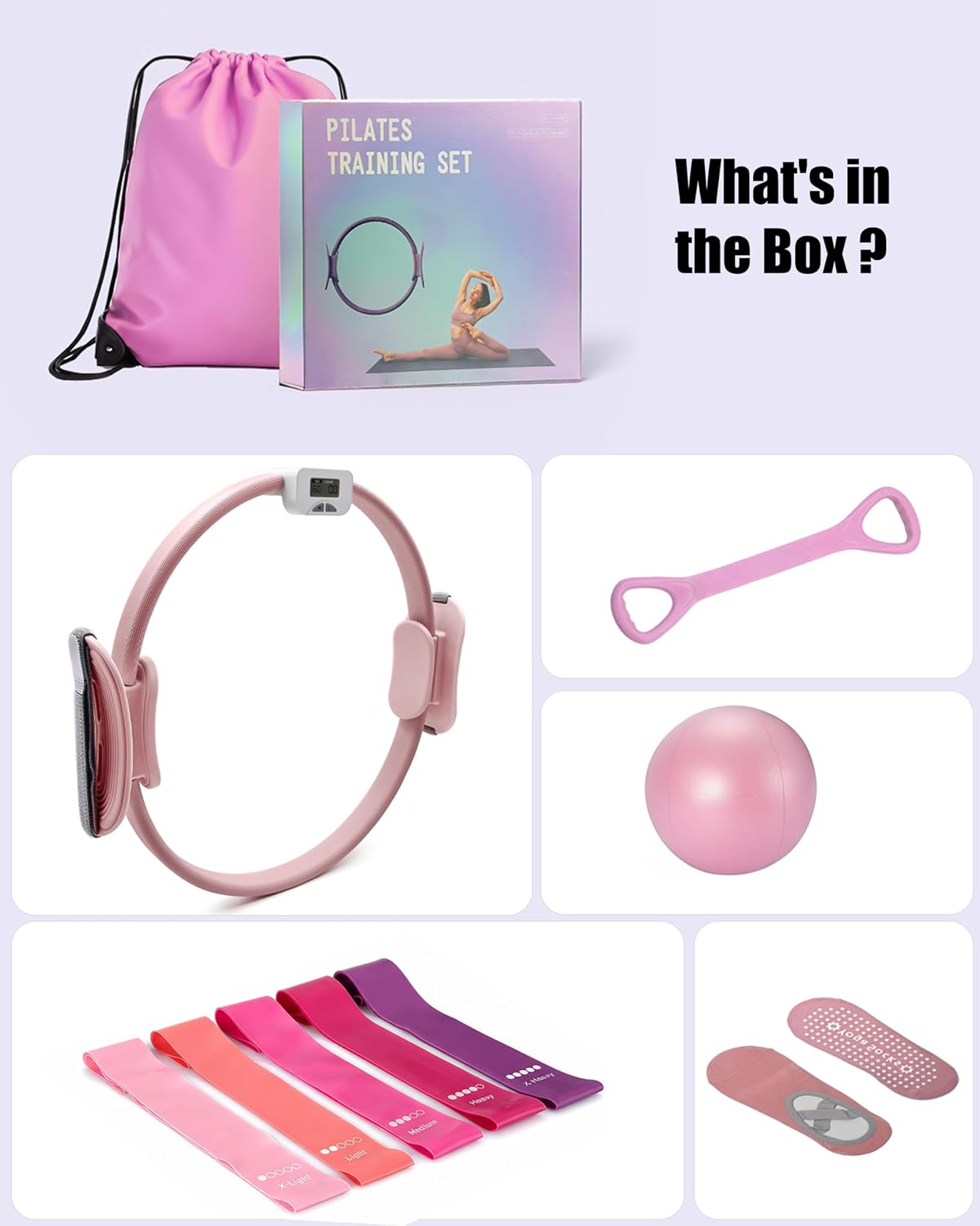 Thumbnail 6 de MaxU Pilates Essentials Kit for Women – Pilates ring with counter, ball, resistance bands and grip socks