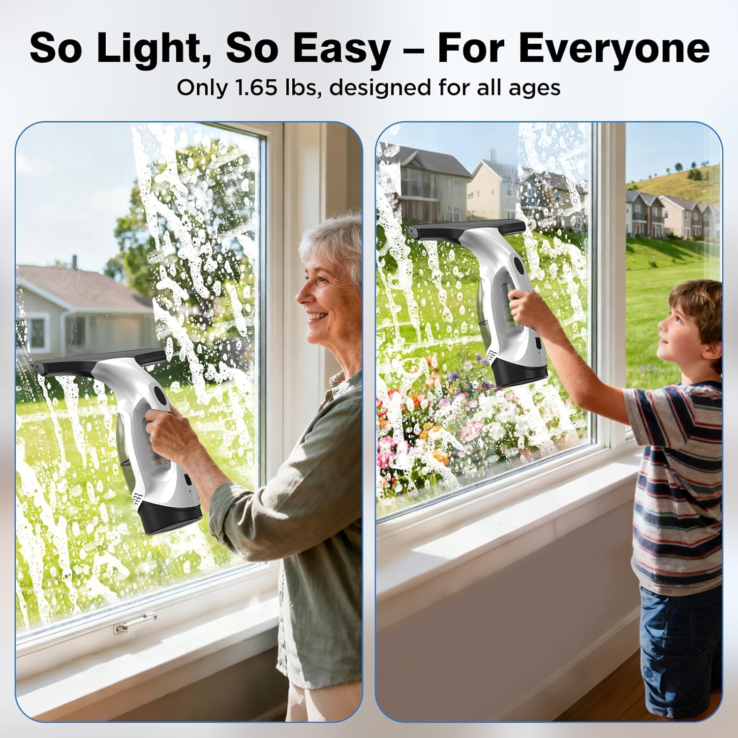 Thumbnail 5 de ZRHI Cordless Window Vacuum Squeegee with 2000Pa suction, 2200mAh battery, and 150mL Tank — 280mm Wide Blade